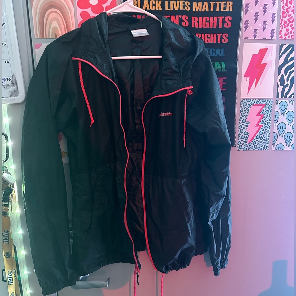 columbia black zip up windbreaker medium NWOT